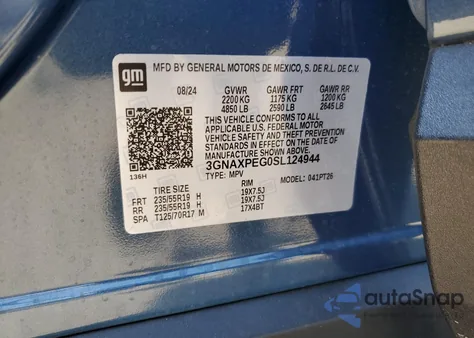 2025 Chevrolet Equinox Lt z USA, uszkodzony, nr VIN 3GNAXPEG0SL124944